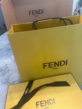 Fendi Empty Gift Box, Fendi Gift Bag, Fendi Ribbon & Fendi Branded Exterior Box